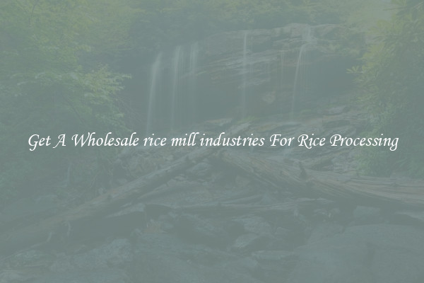 Get A Wholesale rice mill industries For Rice Processing
