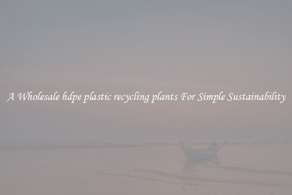  A Wholesale hdpe plastic recycling plants For Simple Sustainability 